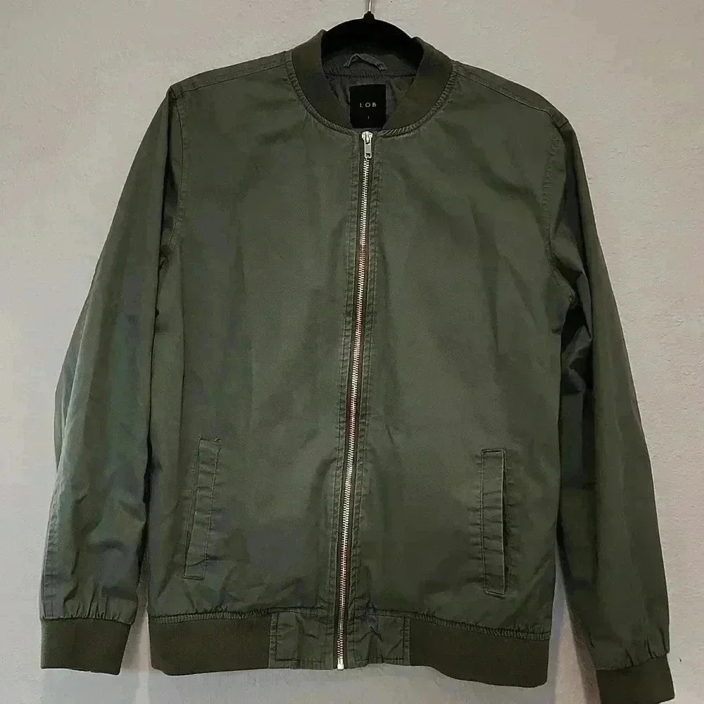 LOB Men's Lightweight Green Bomber Jacket Size S